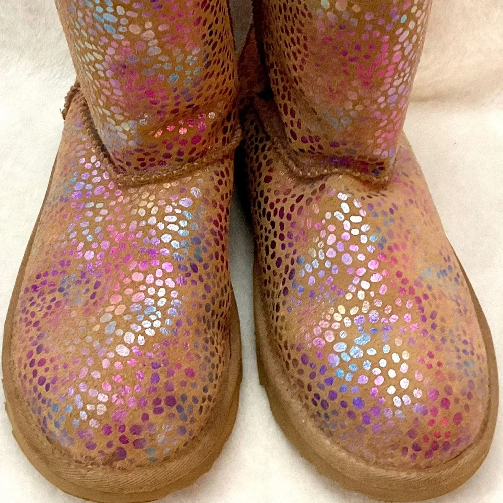 UGG Classic Spots Metallic Shimmery fur lined Snow Winter Boot Women’s Sz 6 - Picture 14 of 16
